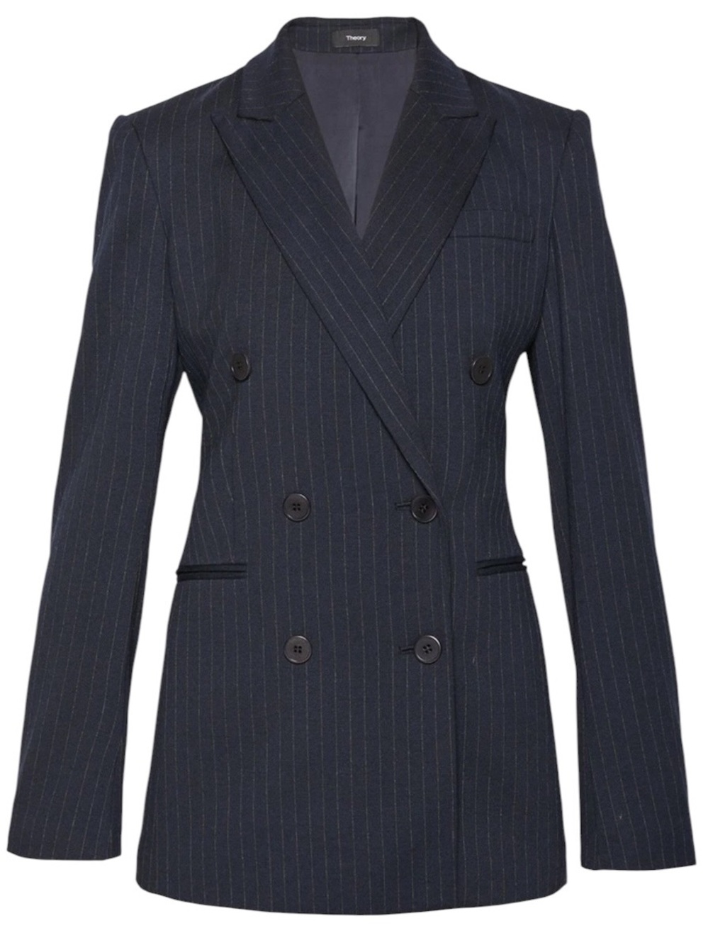 Theory Knit Power Jacket Deep Navy Pinstripe Size 0